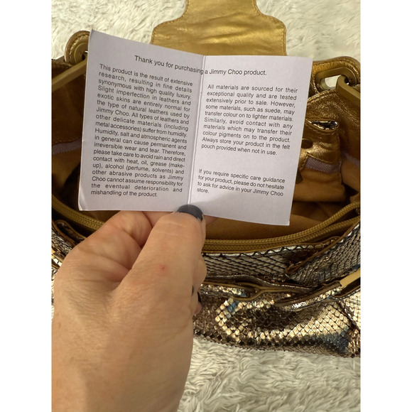 Jimmy Choo Python Tulita Shoulder Bag Metallic Gold/Silver (USA Customers Only) - Picture 6 of 12